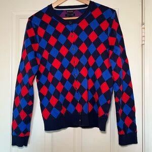 Tommy Hilfiger Red and Blue Argyle Cardigan